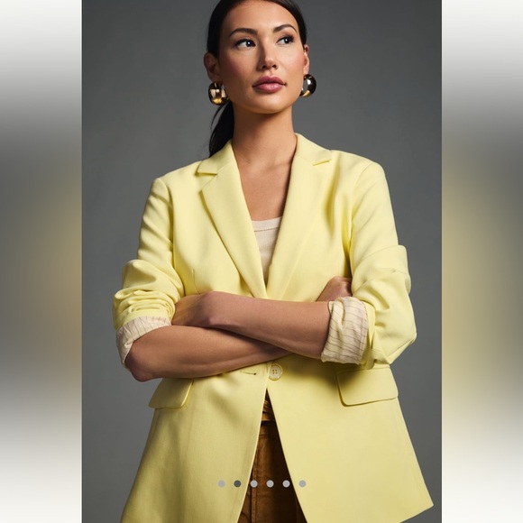Maeve by Anthropologie Button Back Yellow Blazer | size L | NWOT - Picture 3 of 11